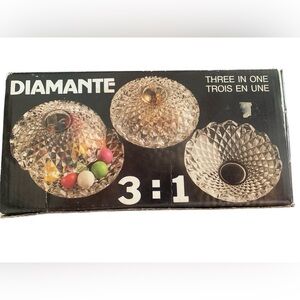 Diamanté Three In One Candy-box Ashtray Jewel Case Vintage